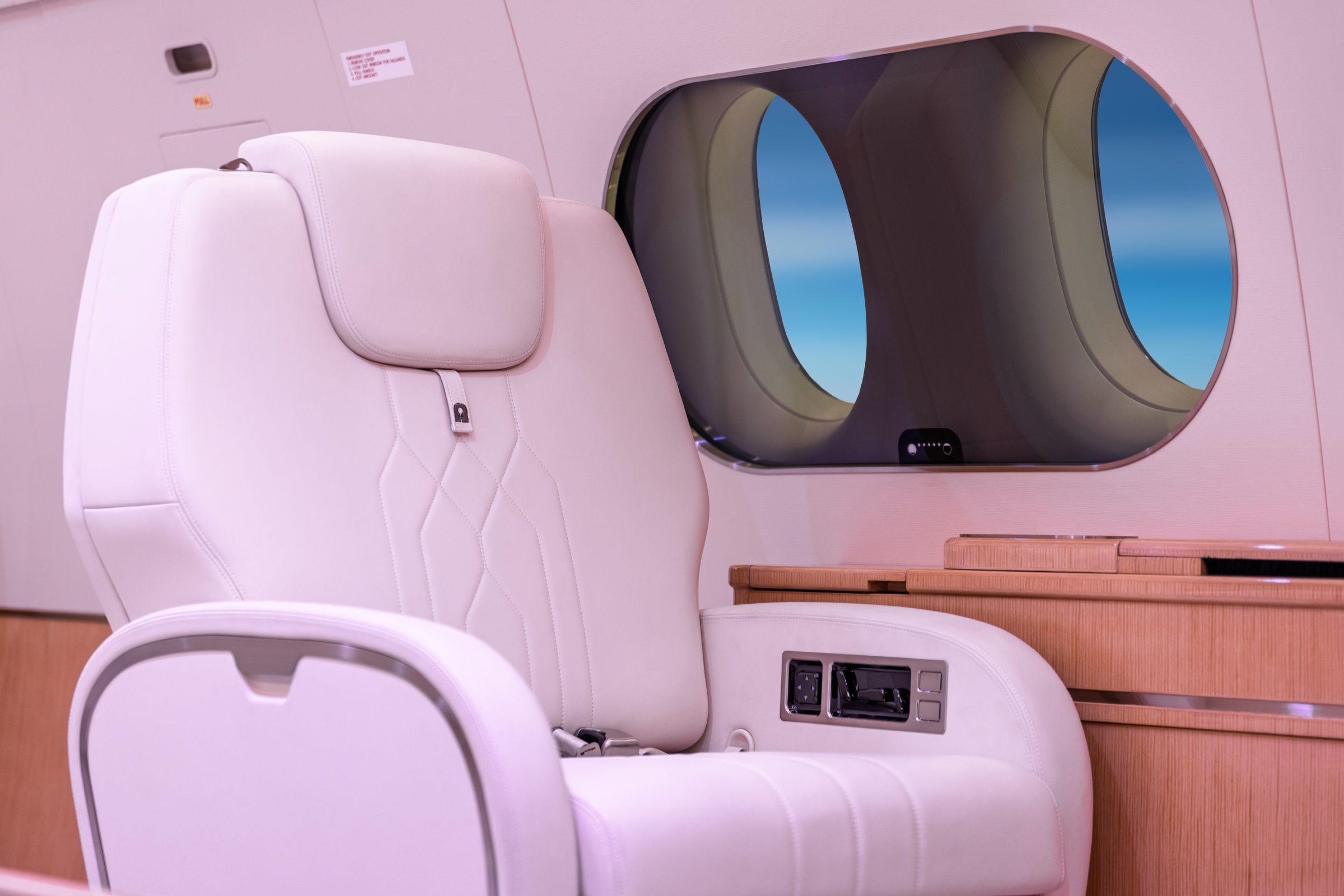 ACJ220 passenger seat and paired cabin windows