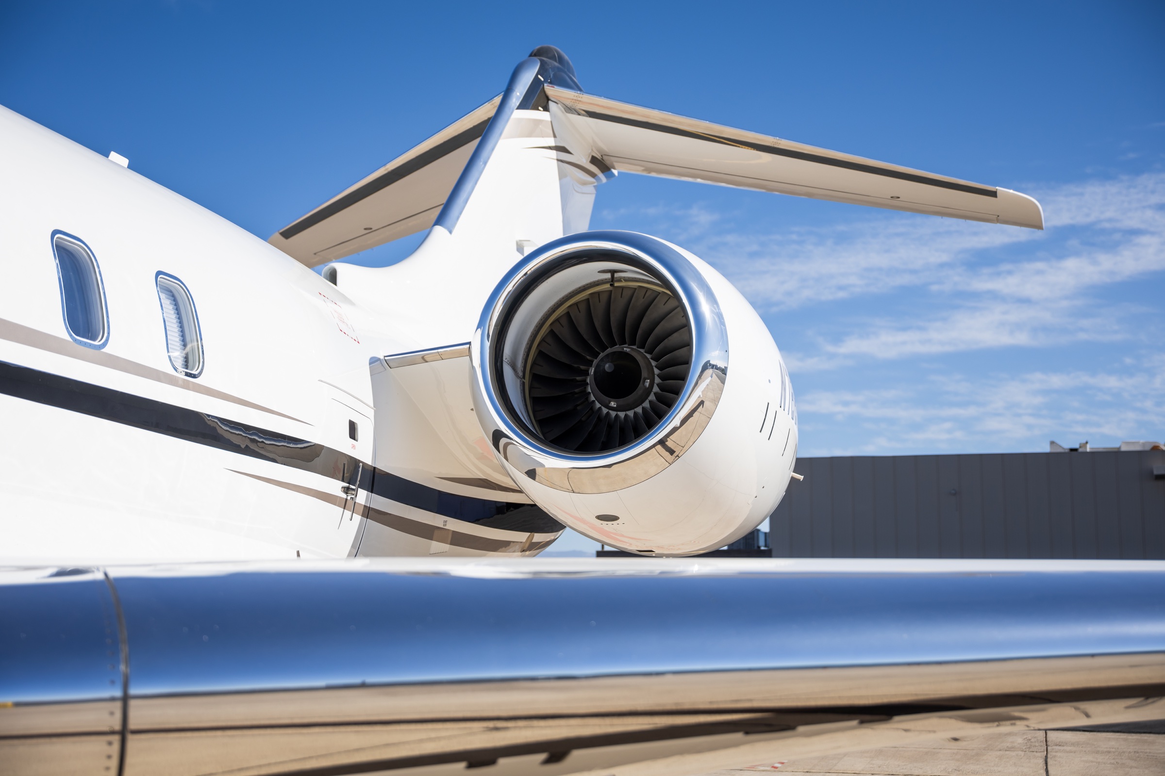 Global 6000 engine and polished nacelle detail
