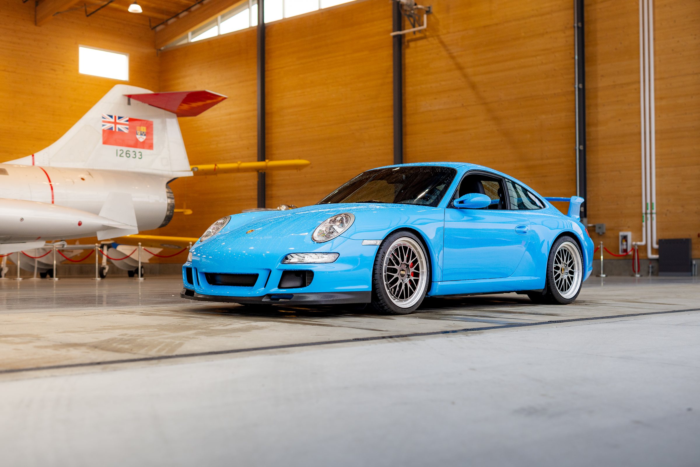 Blue Porsche 911 GT3 photographed inside the KF Centre for Excellence