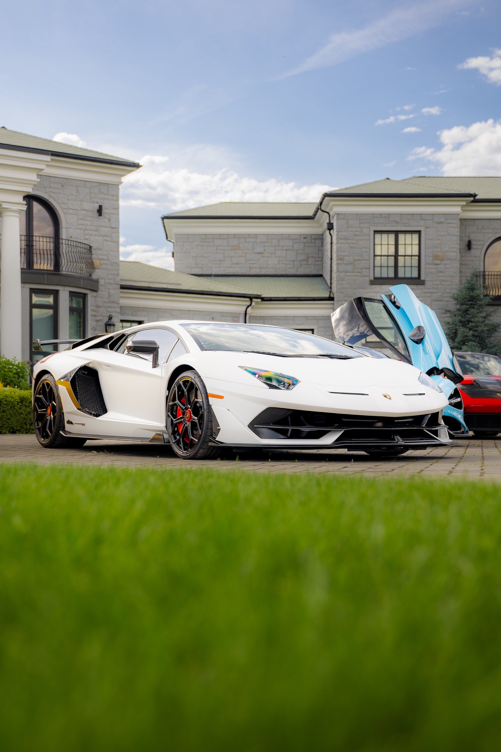 White Lamborghini Aventador SVJ photographed at a private Kelowna residence