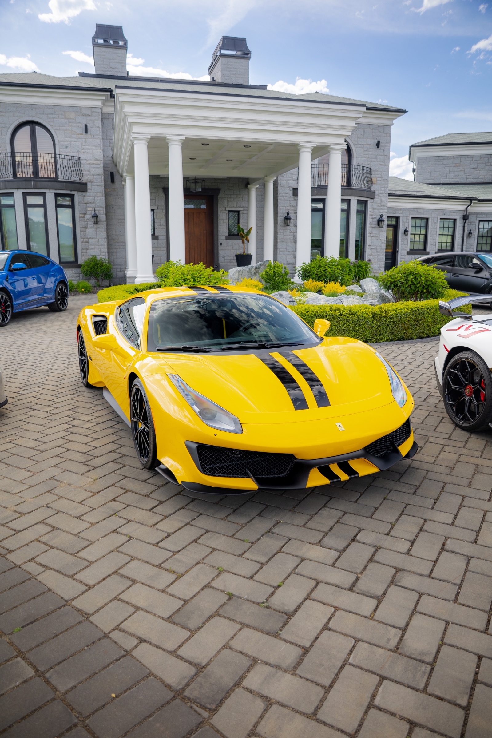 Yellow Ferrari 488 Pista photographed in the collection